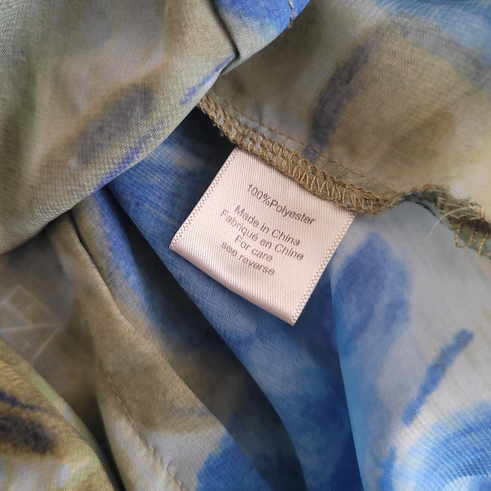 RONNY KOBO, Blue & Olive Floral Ruffle Wrap Blouse - Picture 8 of 11